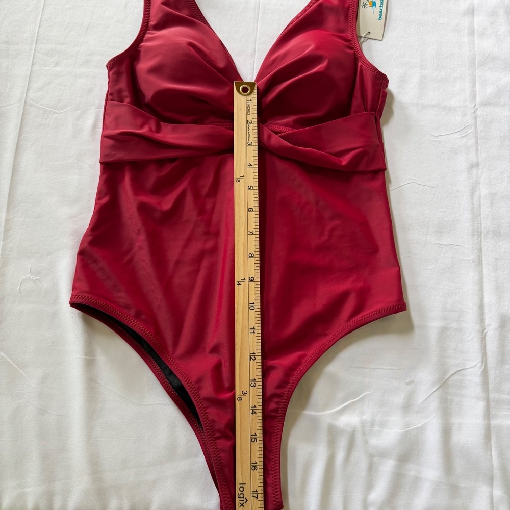Beachsissi Red One‎ Piece Swimsuit Twist Front Plunge Bathing Suit M NWT - Picture 7 of 7